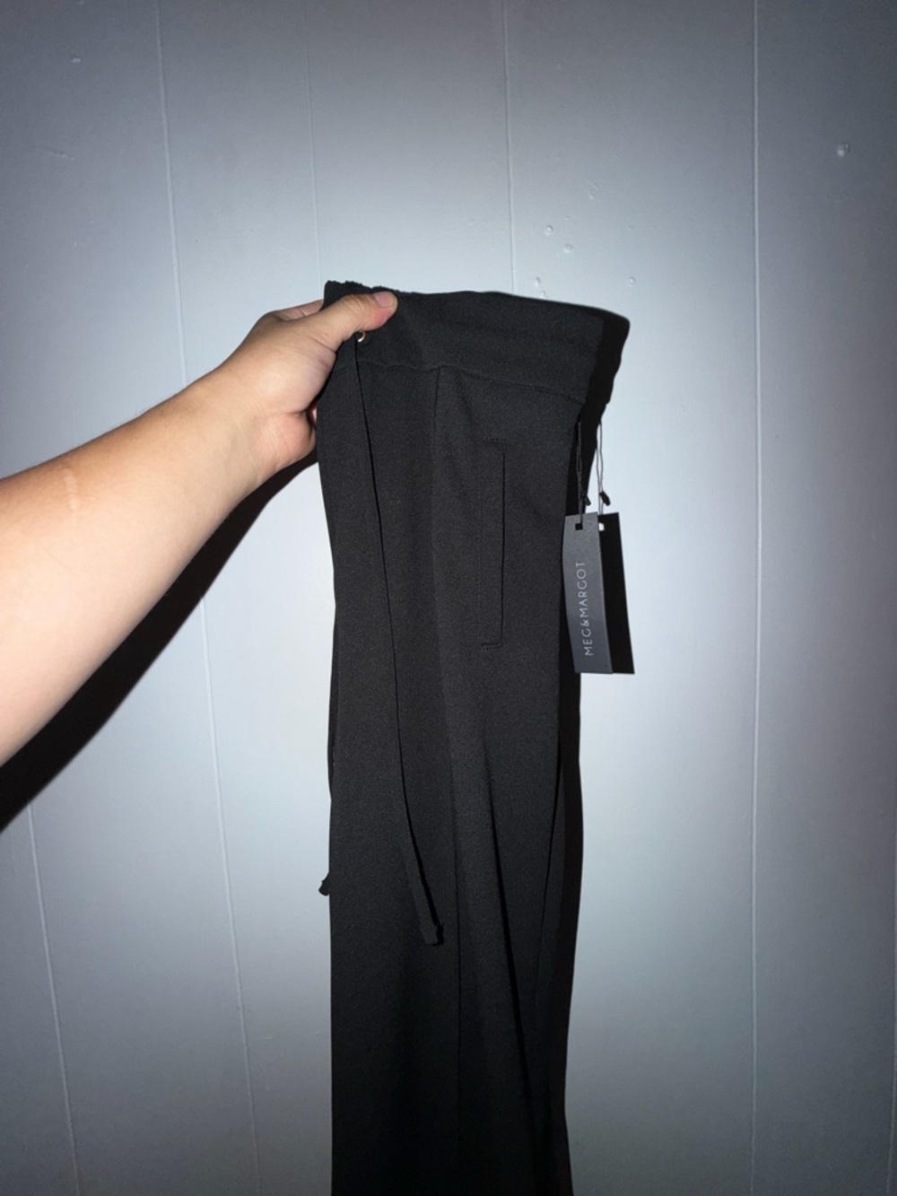 Black Wide-Leg Pants - Drawstring Waist
